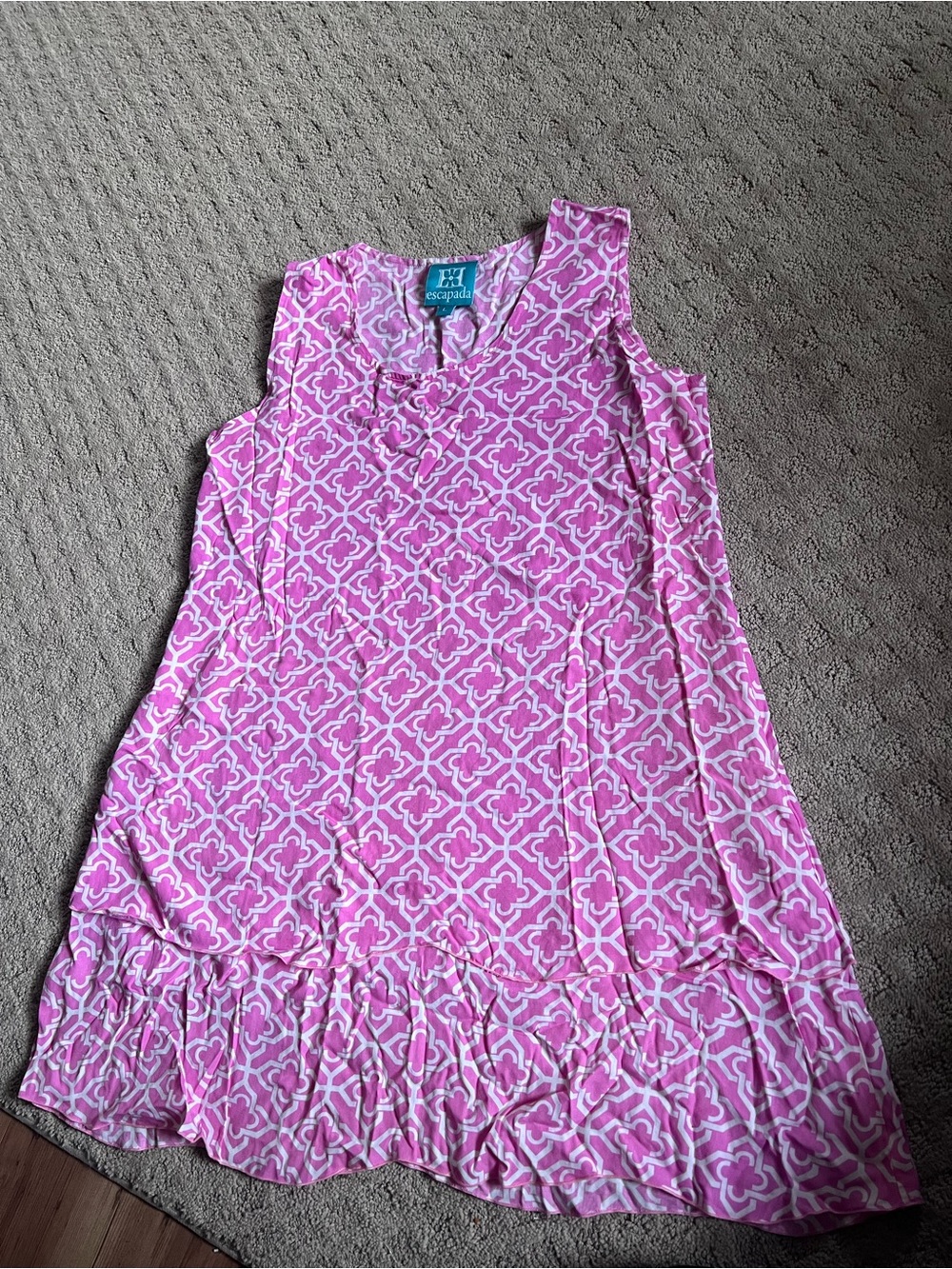escapada Pink and White Geometric Dress